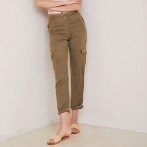 BELLA DAHL Sienna Pants Size 31 NWT Rolled Cargo Linen Blend Jogger Green Casual